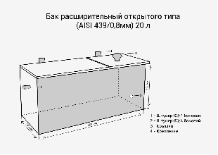 Бак для бани Везувий расширительный открытого типа 20 л