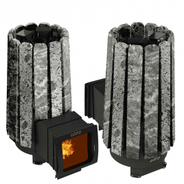 Дровяная банная печь GrillD Cometa 180 Vega Long Window Max Stone Pro, серпентинит