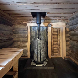 Дровяная банная печь GrillD Cometa 180 Vega Long Window Max Stone, серпентинит