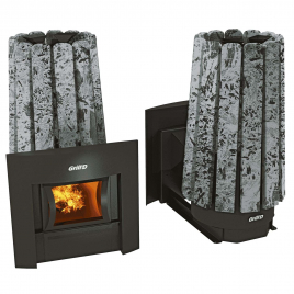 Дровяная банная печь GrillD Cometa 180 Vega Window Stone Pro, серпентинит