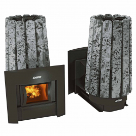 Дровяная банная печь GrillD Cometa 180 Vega Window Stone, серпентинит