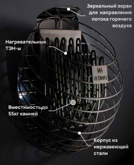 Электрическая печь Henki Nest 8 кВт, черная