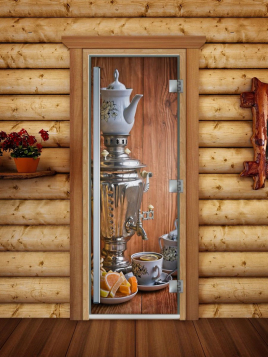 Дверь для сауны DoorWood Престиж А074 с фотопечатью, 70х190, коробка ольха