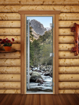 Дверь для сауны DoorWood Престиж А094 с фотопечатью, 70х190, коробка ольха