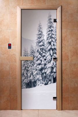 Стеклянные двери DoorWood с фотопечатью А091, коробка ольха