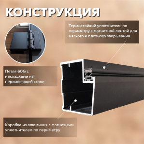 Стеклянные двери АРТА Престиж 60G Серая матовая с черным профилем